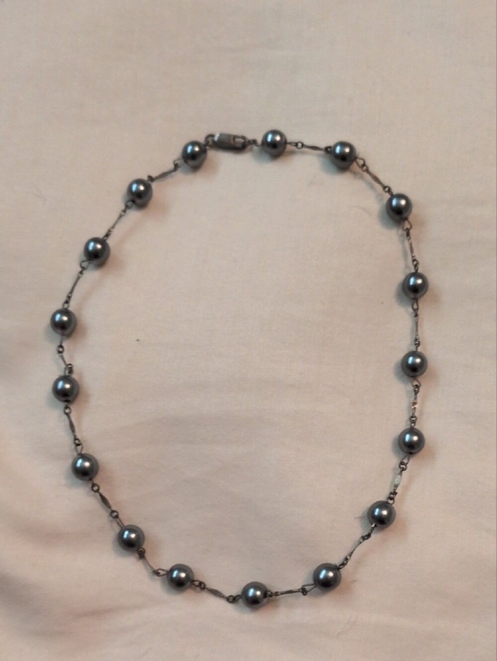 Grey Pearl Station Necklace - Elegant Women's Jewelry